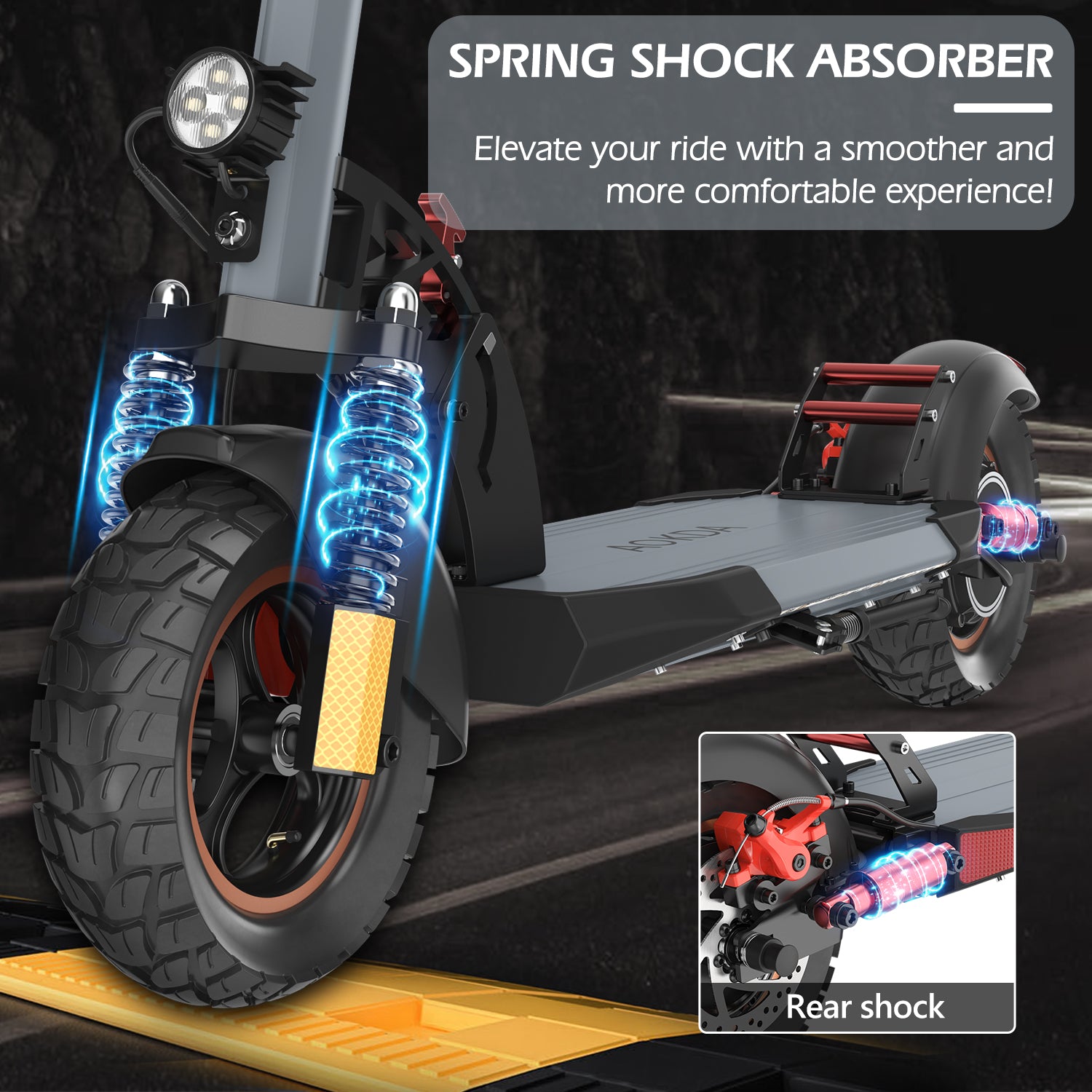 AOKDA A1 Commuting electric scooter with front and rear shock abosrption