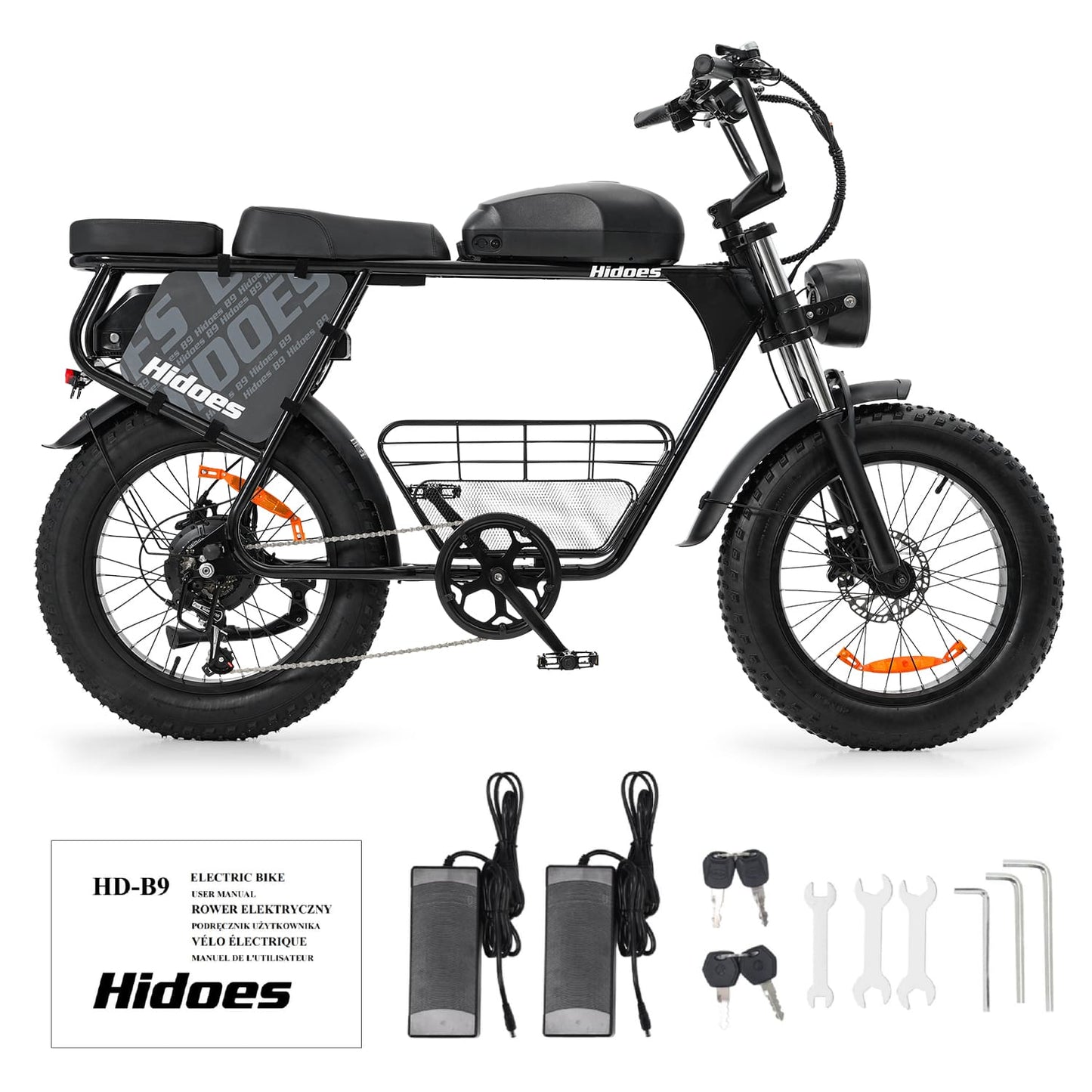 Hidoes B9 Dual Battery Electric Bike with Basket for Long Range City Commuting