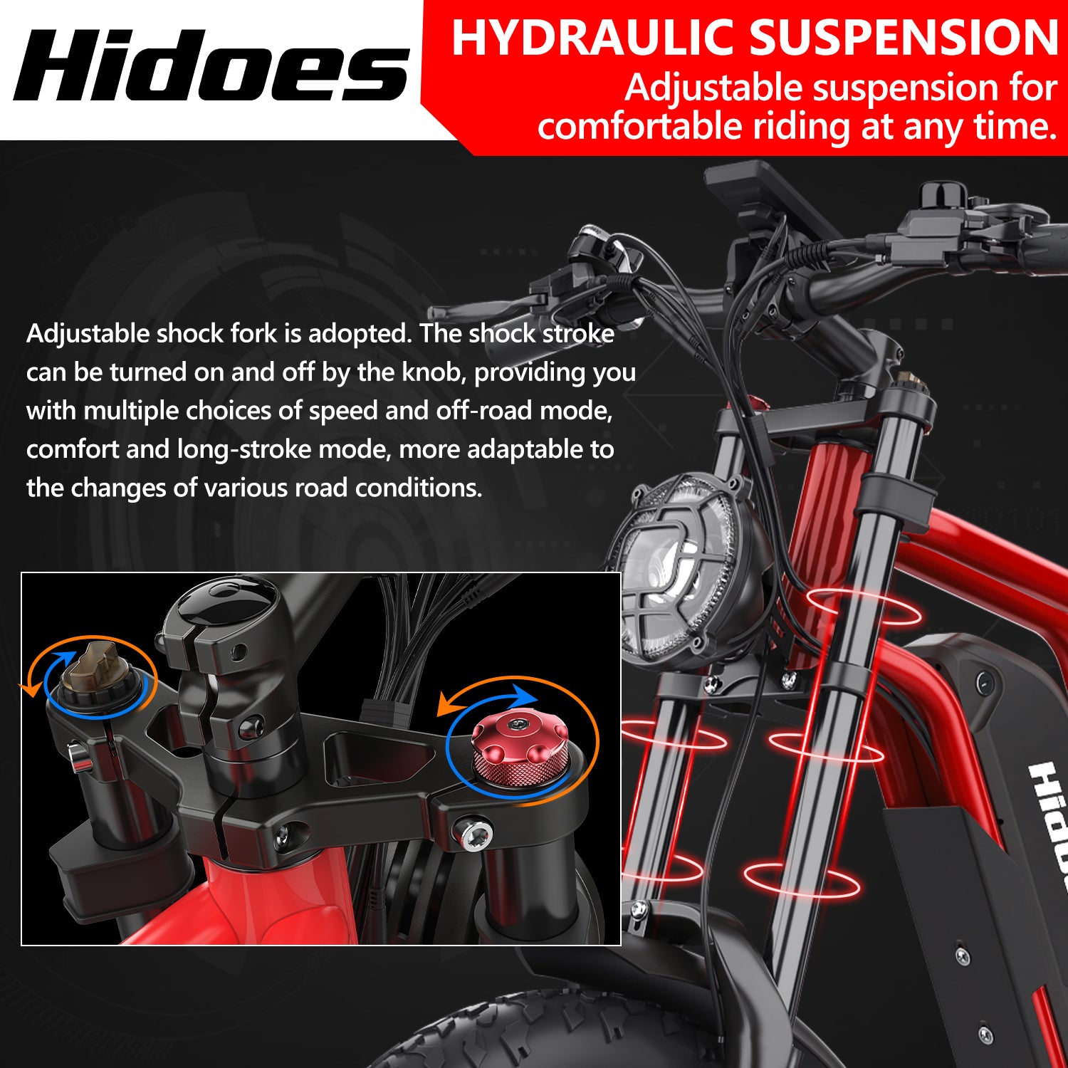 Hidoes B6 fat tire electric bike with adjustable hydraulic suspension