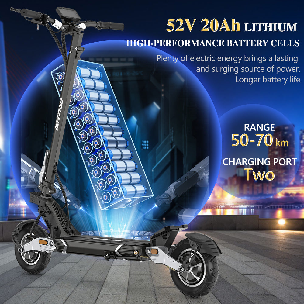 iENYRIE es30 dual motor off road electric scooter with 52V 20Ah big battery, long range up to 50-70km.